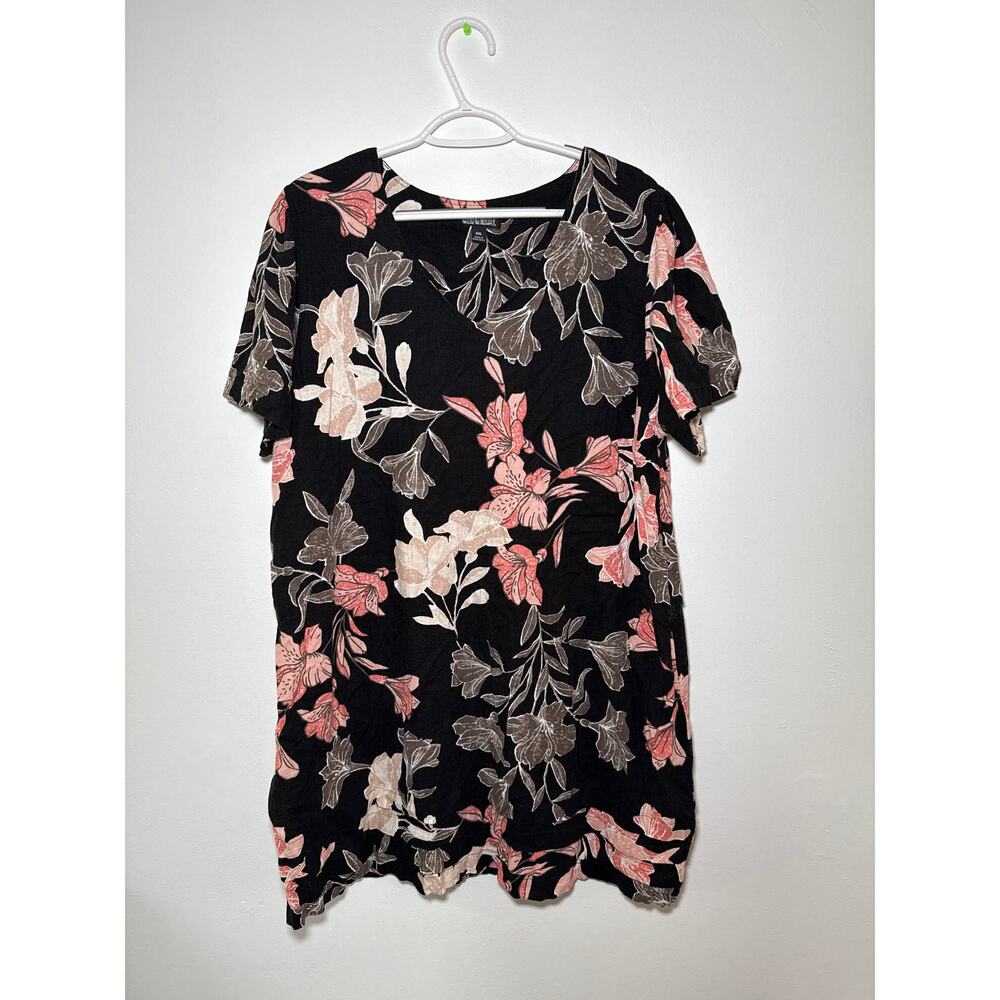 Nicole Miller Original floral linen blend‎ dress womens XXL lagenlook coastal